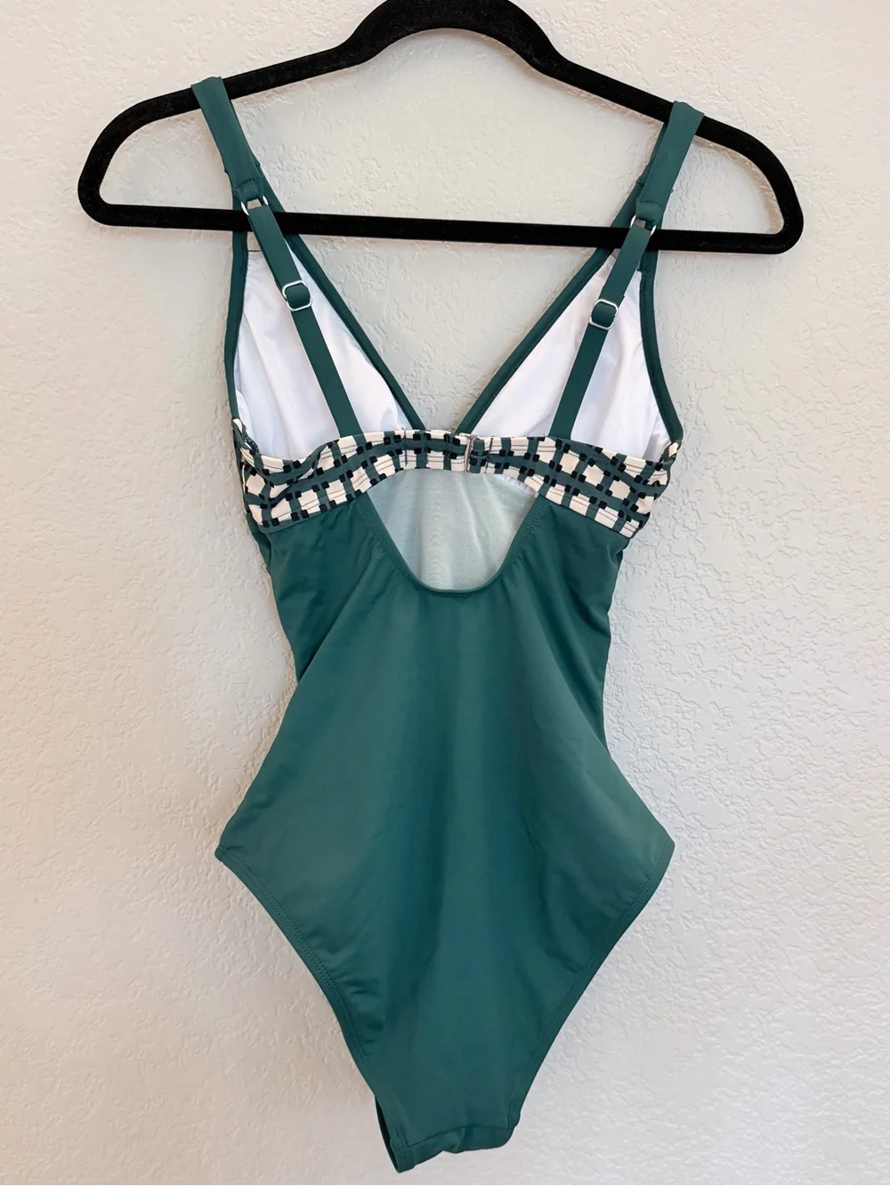 Cupshe Green Checkered Print Ruched One Piece Swimsuit Small